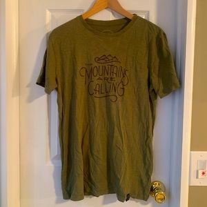 United By Blue shirt (olive green) Mountain print